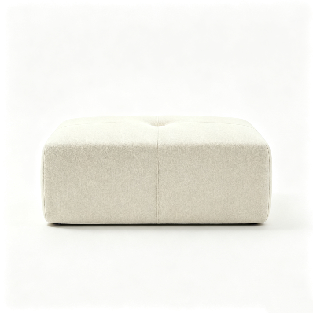 37" Oversized Modular Sofa Ottoman, Soft Chenille Fabric Couch with Deep Seat, High Back Design, No Assembly, Warm White