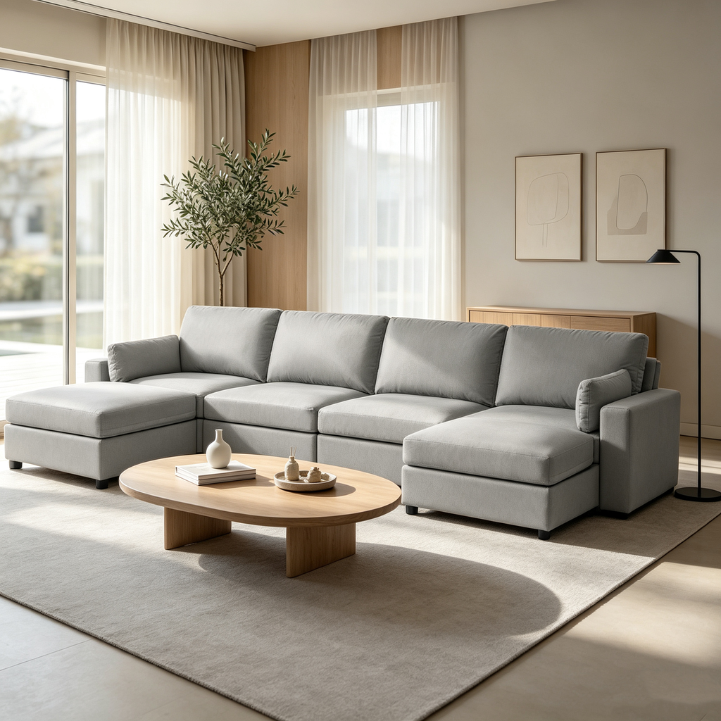 151" Oversized Modular U-Shaped Sectional Sofa with 2 Storage Ottomans, Deep Seat Faux Leather Couch, Scratch-Resistant Vegan Leather, Modern Living Room, Dark Gray