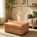 Modular Sofa Ottoman with Storage, Removable Faux Leather Cover Footrest Stool, Upholstered Storage Ottoman for Living Room Sectional Couch,Brown