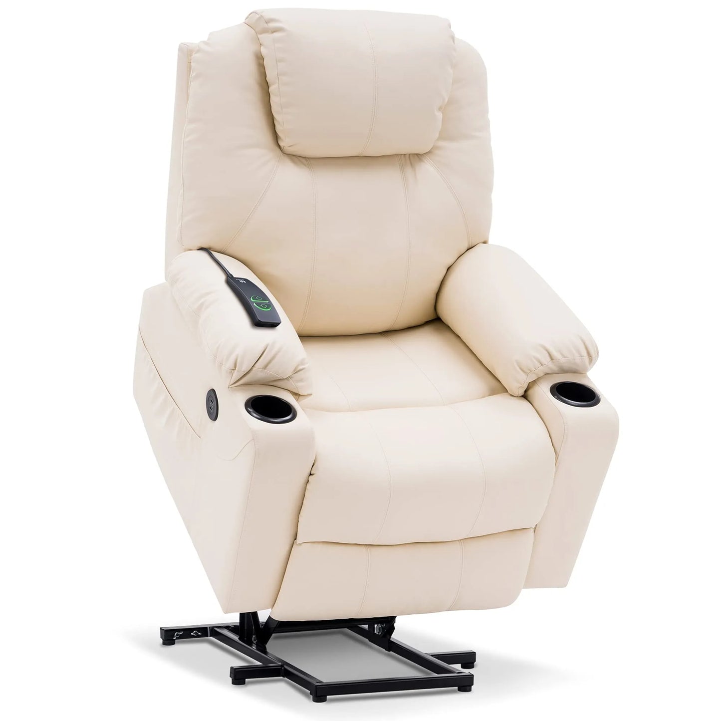 Electric Power Lift Recliner Chair Sofa with Massage and Heat for Elderly，Cream White