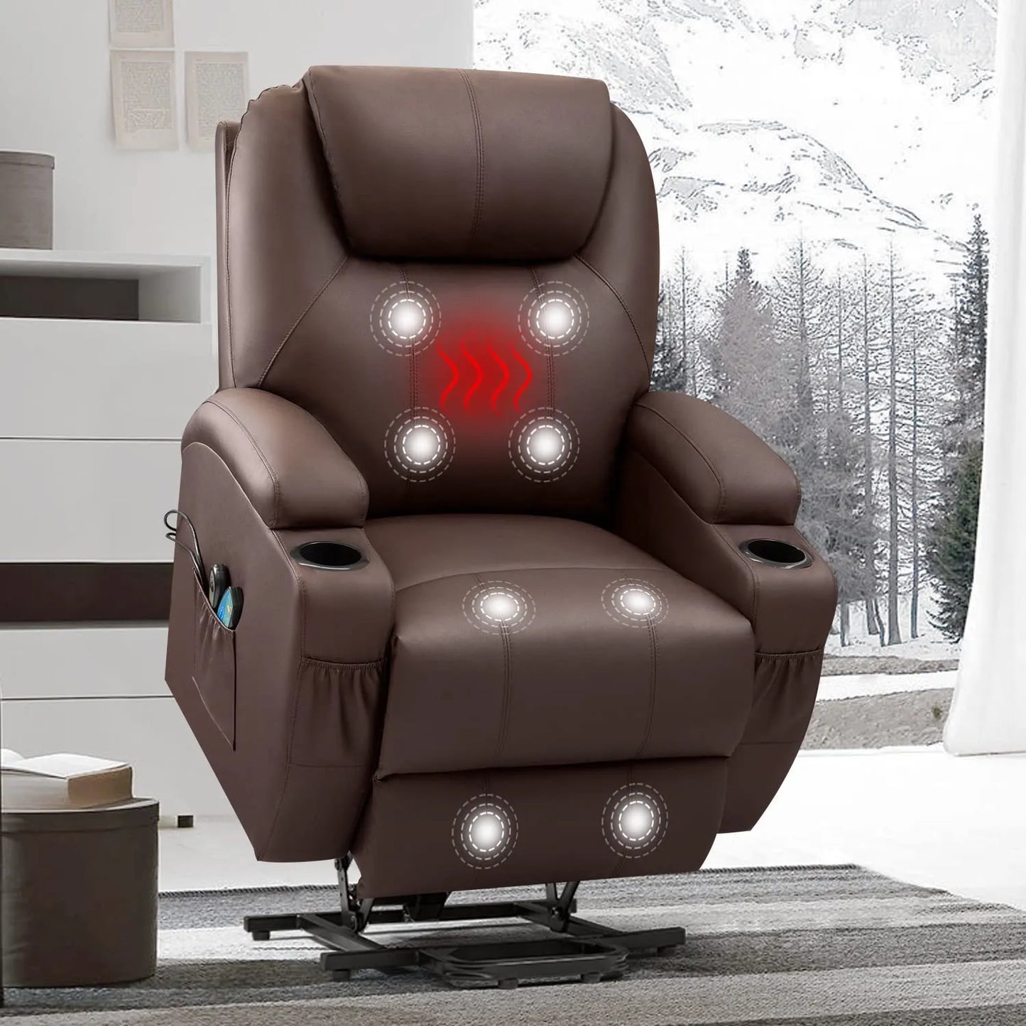 Electric Power Lift Recliner Chair for Elderly, Brown