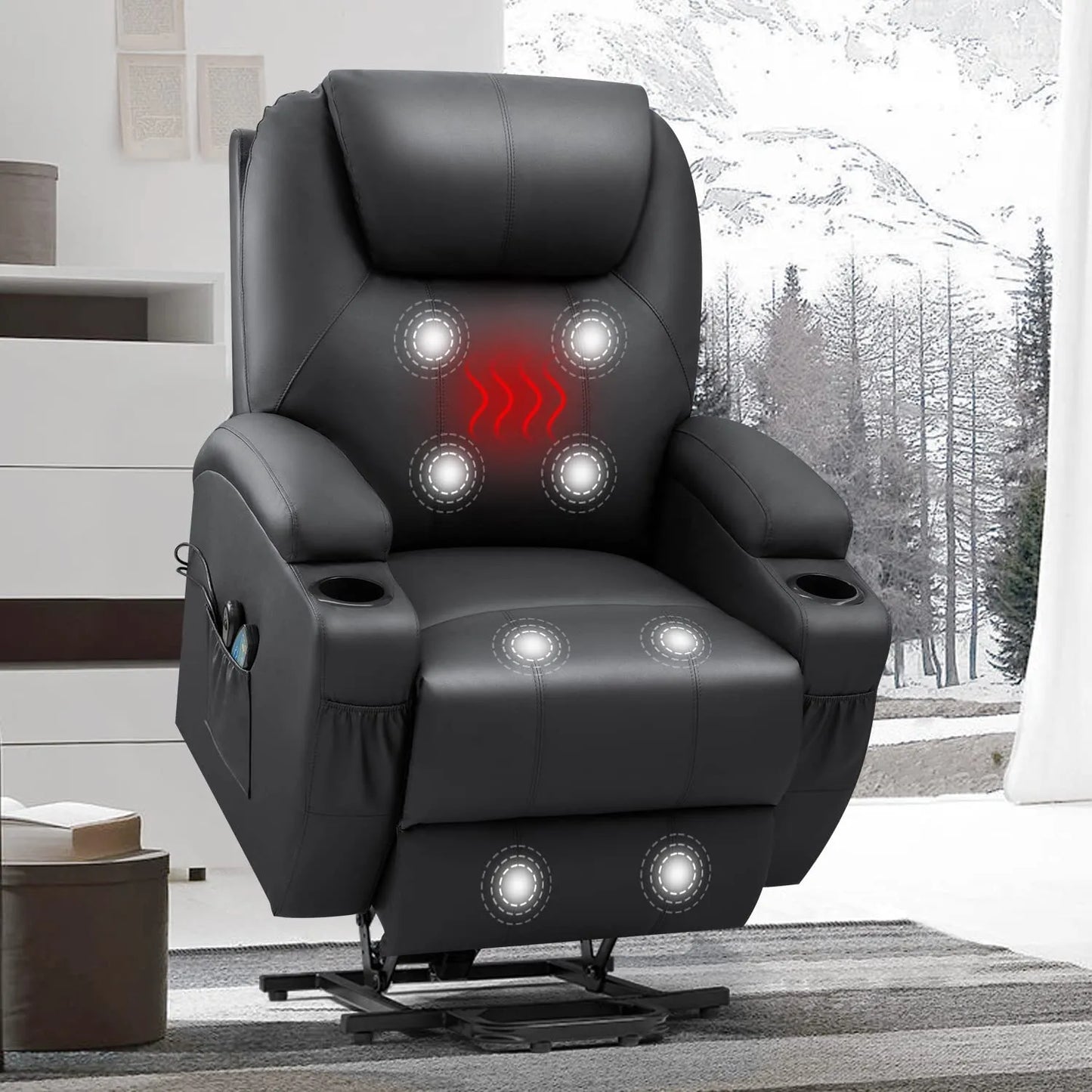 Electric Power Lift Recliner Chair for Elderly, Black