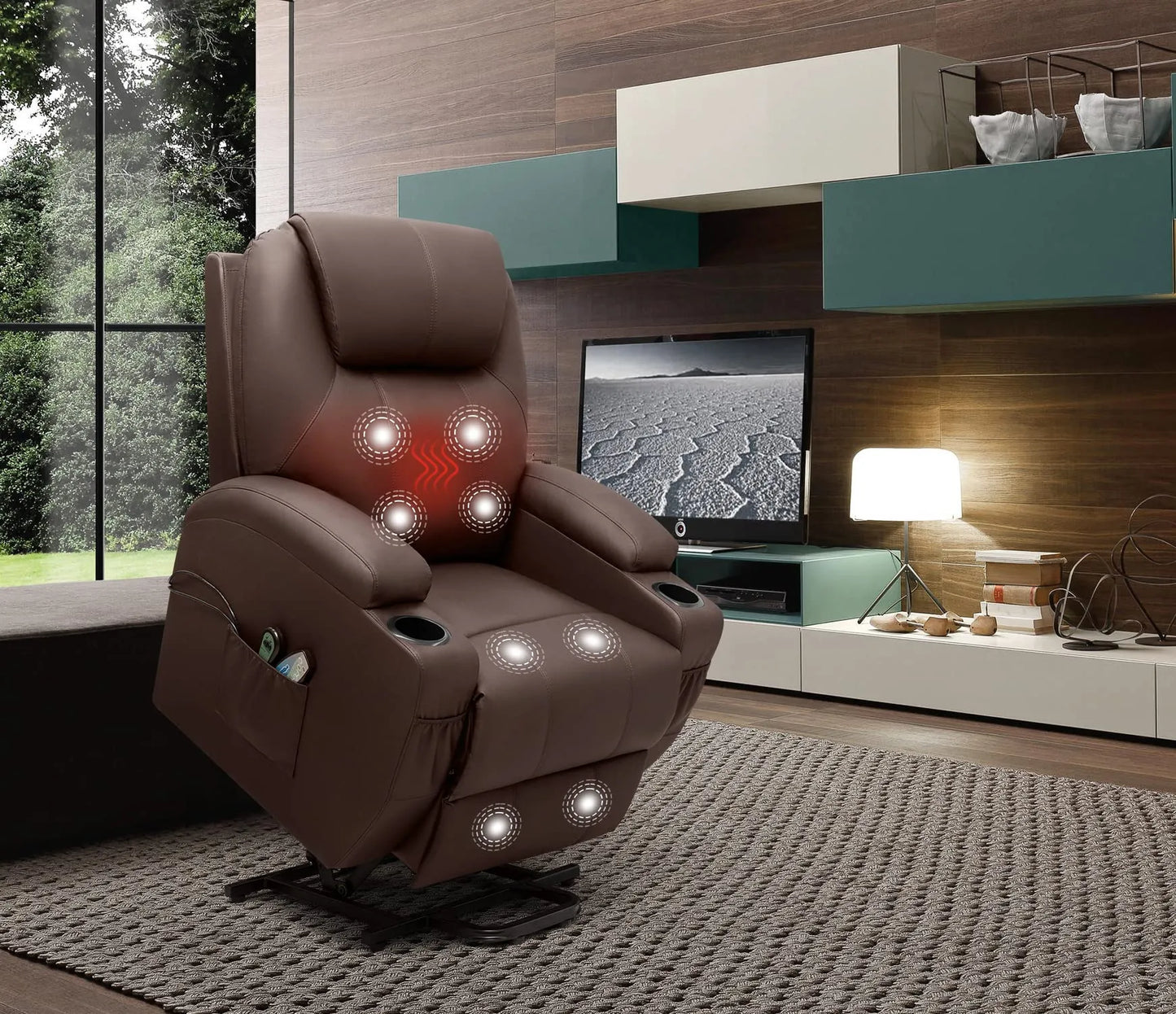 Electric Power Lift Recliner Chair for Elderly, Brown