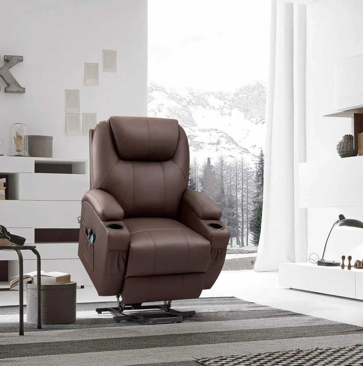 Electric Power Lift Recliner Chair for Elderly, Brown