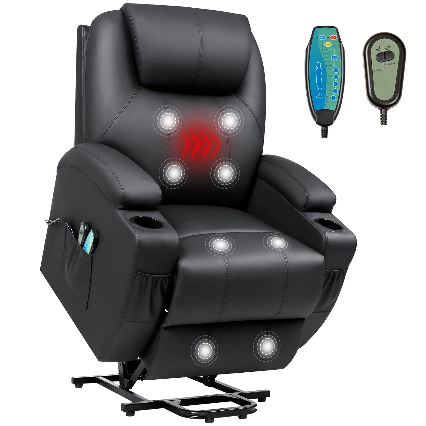 Electric Power Lift Recliner Chair for Elderly, Black