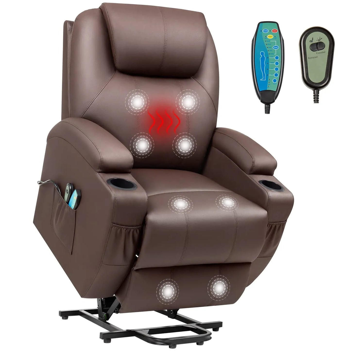 Electric Power Lift Recliner Chair for Elderly, Brown